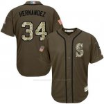 Camiseta Beisbol Hombre Seattle Mariners 34 Felix Hernandez Verde Salute To Service Camiseta Beisbol Hombre Seattle Mariners 34 Felix Hernandez Verde Salute To Service