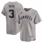 Camiseta Beisbol Hombre New York Yankees Babe Ruth Throwback Cooperstown Collection Limited Gris