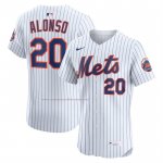 Camiseta Beisbol Hombre New York Mets Pete Alonso Home Elite Blanco Camiseta Beisbol Hombre New York Mets Pete Alonso Home Elite Blanco