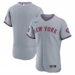 Camiseta Beisbol Hombre New York Mets Segunda Sponsor Patch Autentico Gris Camiseta Beisbol Hombre New York Mets Segunda Sponsor Patch Autentico Gris