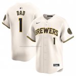 Camiseta Beisbol Hombre Milwaukee Brewers #1 Dad Primera Limited Crema