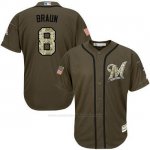 Camiseta Beisbol Hombre Milwaukee Brewers 8 Ryan Braun Verde Salute To Service Camiseta Beisbol Hombre Milwaukee Brewers 8 Ryan Braun Verde Salute To Service