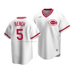 Camiseta Beisbol Hombre Cincinnati Reds Johnny Bench Cooperstown Collection Primera Blanco Camiseta Beisbol Hombre Cincinnati Reds Johnny Bench Cooperstown Collection Primera Blanco