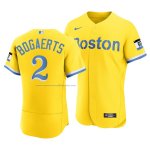 Camiseta Beisbol Hombre Boston Red Sox Xander Bogaerts 2021 City Connect Autentico Oro Camiseta Beisbol Hombre Boston Red Sox Xander Bogaerts 2021 City Connect Autentico Oro