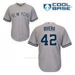 Camiseta Beisbol Hombre New York Yankees Mariano Rivera 42 Gris Cool Base Camiseta Beisbol Hombre New York Yankees Mariano Rivera 42 Gris Cool Base