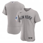 Camiseta Beisbol Hombre New York Yankees Segunda Sponsor Patch Autentico Gris Camiseta Beisbol Hombre New York Yankees Segunda Sponsor Patch Autentico Gris