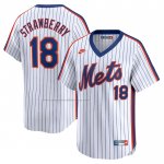 Camiseta Beisbol Hombre New York Mets Darryl Strawberry Throwback Cooperstown Limited Azul