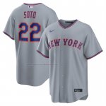 Camiseta Beisbol Hombre New York Mets Juan Soto Segunda Replica Gris Camiseta Beisbol Hombre New York Mets Juan Soto Segunda Replica Gris