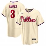 Camiseta Beisbol Hombre Philadelphia Phillies Bryce Harper Alterno Replica Crema Camiseta Beisbol Hombre Philadelphia Phillies Bryce Harper Alterno Replica Crema