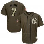 Camiseta Beisbol Hombre New York Yankees 7 Mickey Mantle Verde Salute To Service Camiseta Beisbol Hombre New York Yankees 7 Mickey Mantle Verde Salute To Service