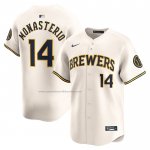 Camiseta Beisbol Hombre Milwaukee Brewers Andruw Monasterio Primera Limited Crema