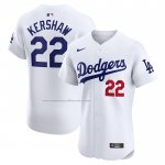 Camiseta Beisbol Hombre Los Angeles Dodgers Clayton Kershaw Primera Elite Blanco