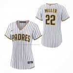 Camiseta Beisbol Mujer San Diego Padres Mason Miller Primera Replica Blanco Camiseta Beisbol Mujer San Diego Padres Mason Miller Primera Replica Blanco