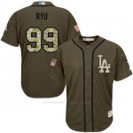 Camiseta Beisbol Hombre Los Angeles Dodgers 99 Hyun Jin Ryu Verde Salute To Service Camiseta Beisbol Hombre Los Angeles Dodgers 99 Hyun Jin Ryu Verde Salute To Service