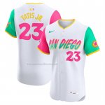 Camiseta Beisbol Hombre San Diego Padres Fernando Tatis Jr City Connect Sponsor Patch Elite Blanco Camiseta Beisbol Hombre San Diego Padres Fernando Tatis Jr City Connect Sponsor Patch Elite Blanco