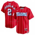 Camiseta Beisbol Hombre Miami Marlins Jazz Chisholm Jr. City Connect Limited Rojo