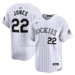 Camiseta Beisbol Hombre Colorado Rockies Nolan Jones Primera Limited Blanco