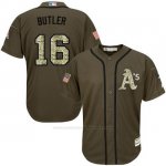 Camiseta Beisbol Hombre Oakland Athletics 16 Billy Butler Verde Salute To Service Camiseta Beisbol Hombre Oakland Athletics 16 Billy Butler Verde Salute To Service