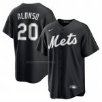 Camiseta Beisbol Hombre New York Mets Pete Alonso Lights Out Replica Negro Camiseta Beisbol Hombre New York Mets Pete Alonso Lights Out Replica Negro