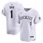 Camiseta Beisbol Hombre Colorado Rockies #1 Dad Primera Limited Blanco
