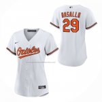 Camiseta Beisbol Mujer Baltimore Orioles Samuel Basallo Replica Blanco Camiseta Beisbol Mujer Baltimore Orioles Samuel Basallo Replica Blanco
