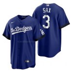 Camiseta Beisbol Hombre Los Angeles Dodgers Steve Sax 2021 City Connect Replica Azul Camiseta Beisbol Hombre Los Angeles Dodgers Steve Sax 2021 City Connect Replica Azul