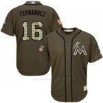 Camiseta Beisbol Hombre Miami Marlins 16 Jose Fernandez Verde Salute To Service Camiseta Beisbol Hombre Miami Marlins 16 Jose Fernandez Verde Salute To Service