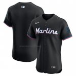 Camiseta Beisbol Hombre Miami Marlins Alterno Vapor Premier Elite Negro