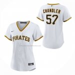 Camiseta Beisbol Mujer Pittsburgh Pirates Bubba Chandler Primera Replica Blanco Camiseta Beisbol Mujer Pittsburgh Pirates Bubba Chandler Primera Replica Blanco