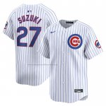 Camiseta Beisbol Hombre Chicago Cubs Seiya Suzuki Primera Limited Blanco Camiseta Beisbol Hombre Chicago Cubs Seiya Suzuki Primera Limited Blanco