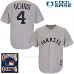 Camiseta Beisbol Hombre New York Yankees New York Lou Gehrig 4 Gris Cool Base Cooperstown Camiseta Beisbol Hombre New York Yankees New York Lou Gehrig 4 Gris Cool Base Cooperstown