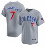 Camiseta Beisbol Hombre Chicago Cubs Dansby Swanson Road Limited Gris