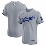Camiseta Beisbol Hombre Los Angeles Dodgers Road Vapor Premier Elite Patch Gris