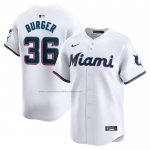 Camiseta Beisbol Hombre Miami Marlins Jake Burger Primera Limited Blanco