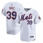 Camiseta Beisbol Hombre New York Mets Edwin Diaz Primera Limited Blanco