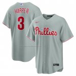 Camiseta Beisbol Hombre Philadelphia Phillies Bryce Harper Segunda Replica Gris Camiseta Beisbol Hombre Philadelphia Phillies Bryce Harper Segunda Replica Gris