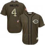 Camiseta Beisbol Hombre Cincinnati Reds 4 Brandon Phillips Verde Salute To Service Camiseta Beisbol Hombre Cincinnati Reds 4 Brandon Phillips Verde Salute To Service